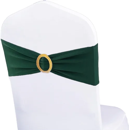 Vista 12 de Bandas elásticas de elastano para silla, color azul real, paquete de 50 unidades para bodas, bandas elásticas para sillas con hebilla deslizante