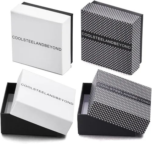 Vista 8 de COOLSTEELANDBEYOND Pulsera de acero inoxidable de dos tonos para hombre, acabado satinado