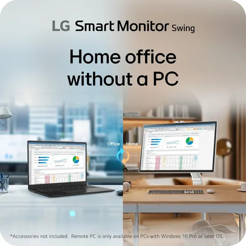 Vista 19 de LG Smart Monitor Swing 32U889SA-W 32 pulgadas 4K UHD (3840x2160) IPS pantalla táctil sobre una base con ruedas totalmente ajustable HDR10, webOS