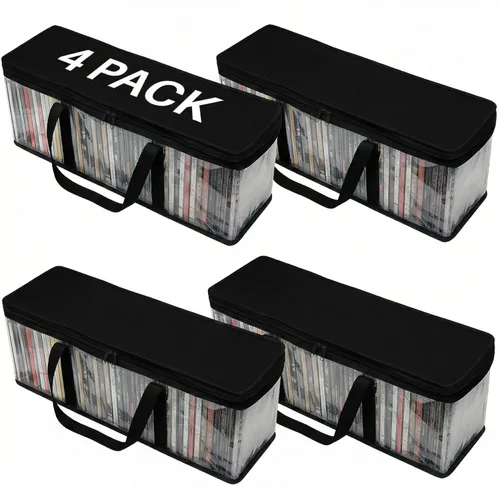 Vista 14 de Evelots Bolsas de almacenamiento para CD (paquete de 2) Funda de transporte de plástico PVC transparente con cremallera, capacidad para 100 CD