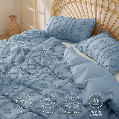 Vista 83 de Bedsure Funda de edredón bohemia para niños tamaño Queen (relleno de edredón/edredón no incluido) - Funda de edredón copetuda Queen para todas