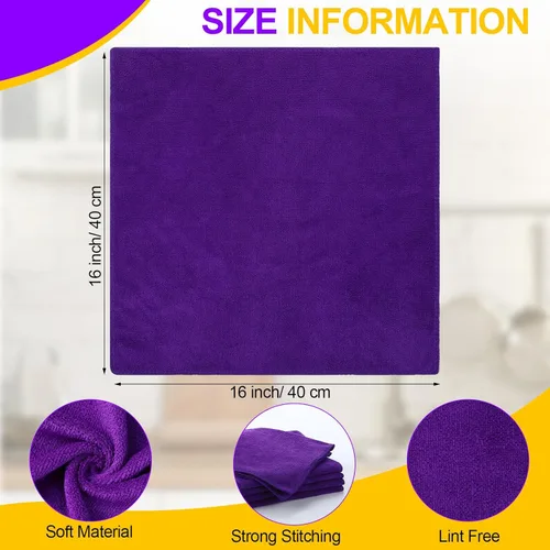 Vista 3 de Nuenen 60 paños de limpieza de microfibra para automóviles de 16 x 16 pulgadas, ultra absorbentes, suministros de limpieza reutilizables, 6