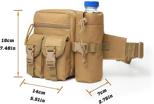 Vista 2 de Riñonera táctica con soporte para botella de agua, versátil e impermeable, riñonera militar, cinturón de utilidad para senderismo al aire libre