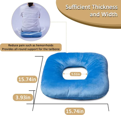 Vista 6 de Hshbxd Almohada de dona para aliviar el dolor de coxis, cojín para silla de ruedas para hemorroides y úlceras de cama, embarazo, almohada de dona