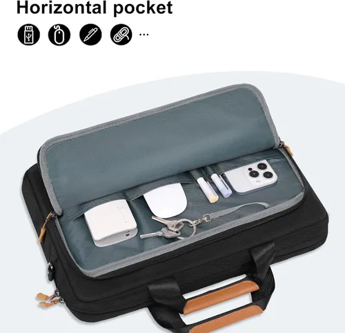 Vista 6 de MOSISO Laptop Bag for Men, Computer Bags, Laptop Briefcase Bag with Trolley Sleeve&Front Rectangle&Horizontal Pockets