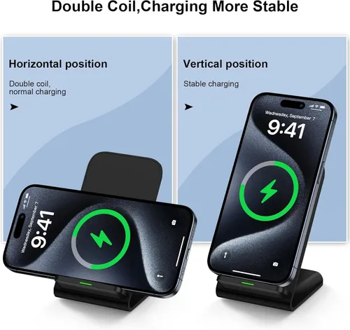 Vista 2 de Samsung Cargador inalámbrico de carga rápida, soporte de carga para teléfono de escritorio, estación de carga Android para Samsung Galaxy S24 Ultra