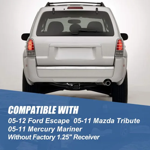 Vista 5 de Auto Dynasty Receptor de enganche de remolque clase 3 de 2 pulgadas compatible con Ford Escape Mazda Tribute Mercury Mariner 05-12