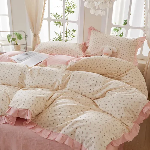 Vista 126 de mixinni Juego de funda de edredón de algodón floral para niñas y adolescentes, con lazos de cremallera, fácil cuidado, ultra suave y transpirable