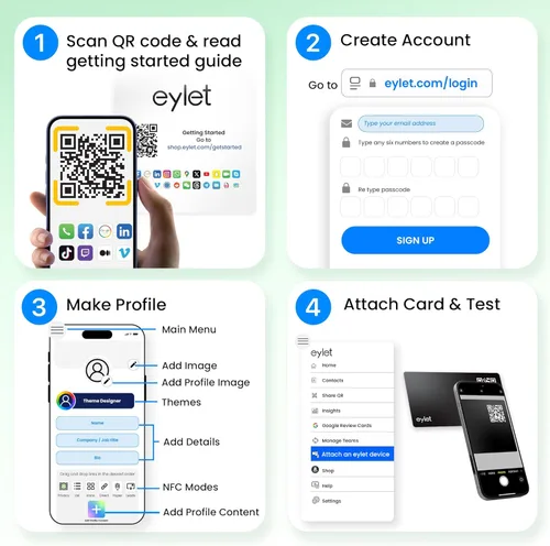 Vista 7 de Tarjeta de visita digital, sin suscripción, toque para compartir. Paquete de 2, un negro más un Silver Prism NFC tarjetas habilitadas con código QR.