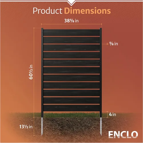 Vista 6 de 5 pies de alto x 3.2 pies de ancho (1 panel) Pantalla de privacidad de madera de carbón sin excavar, ideal para ocultar botes de basura, pantalla