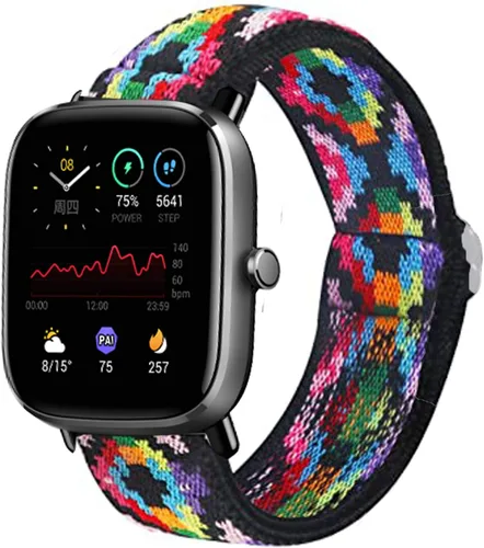 Vista 3 de YOUkei Compatible con Amazfit GTS 3, correa elástica de repuesto ajustable, accesorios compatibles con Amazfit GTS 2 Mini/GTS 2 / Bip U/GTS 3