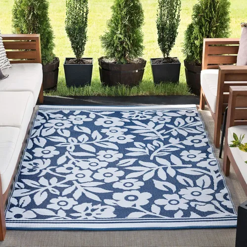 Vista 10 de Alfombra reversible de plástico, resistente al agua, para exteriores, 8 x 10 pies, para patio, terraza, porche, campamento, caravana, resistente a
