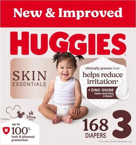 Vista 28 de Huggies Pañales talla 1, pañales Skin Essentials para bebé, talla 1 (8-14 libras), 84 unidades, el embalaje puede variar