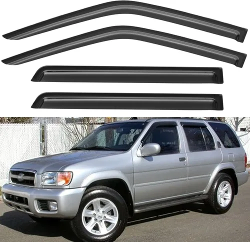 Vista 150 de YQAUTEC - Viseras para ventana, protectores contra la lluvia, compatibles con Subaru WRX 2015-2021, deflectores de viento para ventanas, viseras