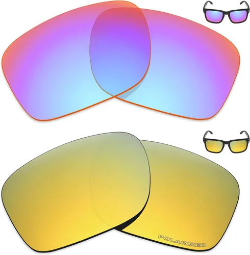 Mryok + 2 pares de lentes de repuesto polarizadas para Oakley Holbrook Sunglass - rosa cobalto, oro de 24 quilates
