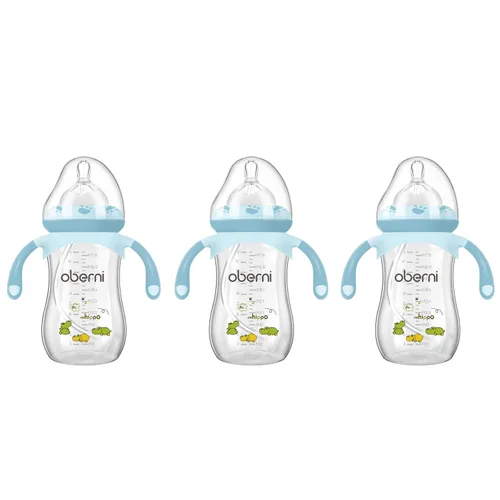 Vista 13 de Botellas para bebé Oberni, botellas de leche para niños con pajita con peso y asa antideslizante, tamaño + flujo rápido variable, 12+ meses, sin