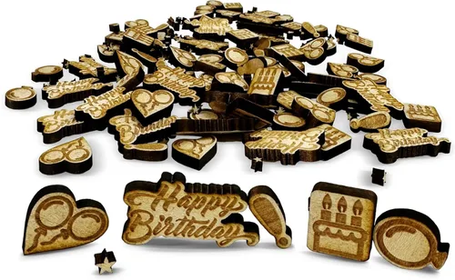 Vista 25 de Confeti – Madera grabada – Decoración rústica de madera para boda, decoración de mesa de fiesta (comer, beber y casarse)