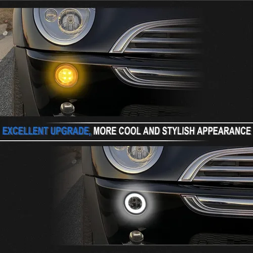 Vista 5 de Luz LED frontal blanca con halo DRL de conducción y estacionamiento compatible con Cooper R50 R53 Hatchback 2002-2006/Cooper R52 Convertible