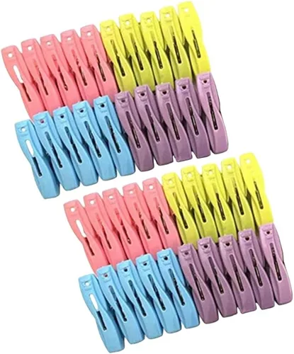 Vista 5 de Pequeñas pinzas de plástico para ropa para ropa, tendederos de secado amplios, perneras para manta, sábanas, clips para toallas, abrazaderas