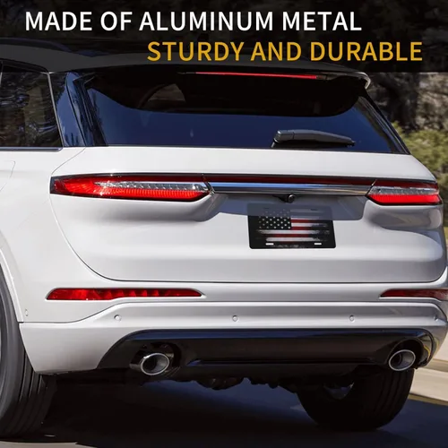 Vista 5 de Placa de matrícula decorativa retro con bandera estadounidense, placa de aluminio para automóvil de metal novedoso de 6 x 12 pulgadas