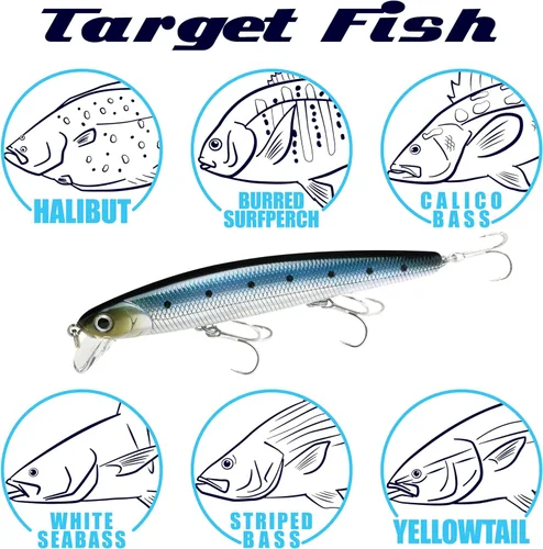 Vista 5 de LUCKY CRAFT FlashMinnow 110, Super Glow Series, señuelos de pesca de agua salada, accesorios y equipo de pesca de surf Jerkbait, señuelo