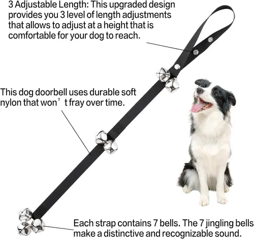 Vista 2 de Paquete de 2 timbres para perros, campanas de entrenamiento para perros para salir al aire libre, dispositivo de comunicación, timbre de puerta