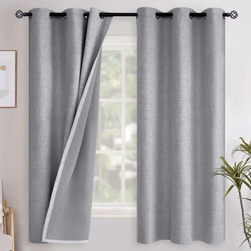 Vista 70 de YoungsTex - Cortinas opacas de lino para dormitorio, oscurecimiento de la habitación, cortinas con textura de lino, paneles con aislamiento térmico