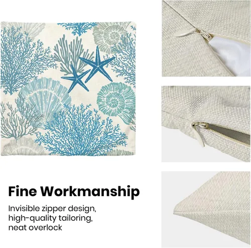 Vista 6 de CXMEIFLY Fundas de almohada decorativas azul marino de verano para exteriores, fundas de almohada costeras de 16 x 16 pulgadas, juego de 2