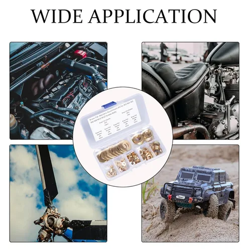 Vista 7 de Kit de juntas de arandela plana de latón – Surtido de 210 piezas de arandelas para tornillos y pernos M3, M4, M5, M6, M8, M10 y M12