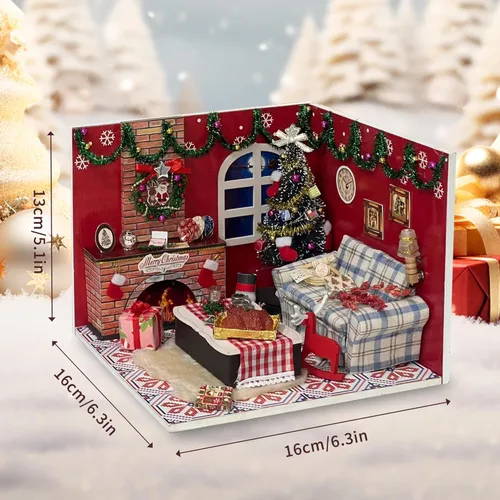Vista 2 de Flever Kit de casa de muñecas en miniatura, habitación creativa con muebles y cubierta de vidrio para regalo romántico de obras de arte