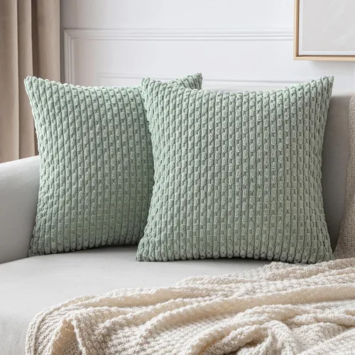 Vista 29 de MIULEE - Juego de 2 fundas decorativas para cojines, de pana suave y con estilo campestre y bohemio a rayas, para decorar hogar, sofá, cama, sala