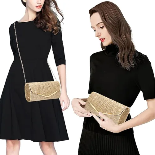 Vista 2 de Bolso de Mano Nocturno para Mujer con Correa de Cadena Intercambiable y Espejo – Bolso de Boda, Egreso y Fiesta
