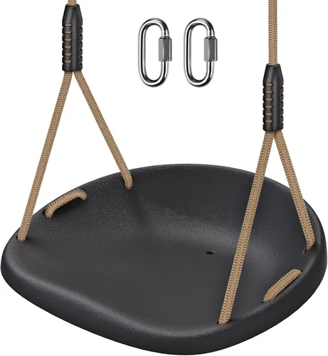 Vista 14 de BeneLabel Asiento de columpio resistente con cuerda ajustable, asientos de columpio de plástico para niños, asiento de columpio negro de repuesto