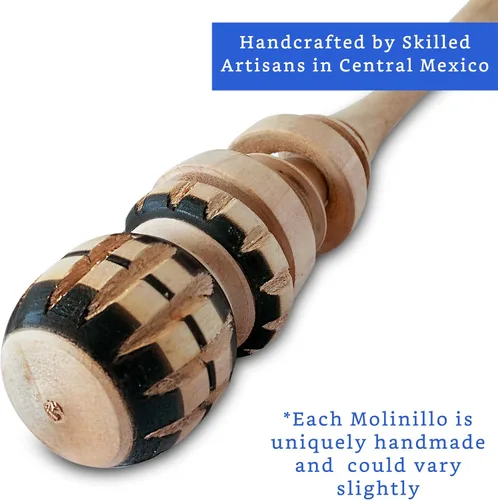 Vista 2 de Auténtico espumador de chocolate caliente artesanal Molinillo (tamaño de taza pequeña) - Batidor de madera hecho a mano para chocolate caliente