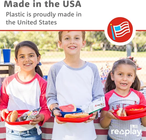 Vista 3 de Re Play - Platos planos reutilizables de 22 onzas para la alimentación de bebés y niños pequeños, aptos para lavavajillas y microondas, platos