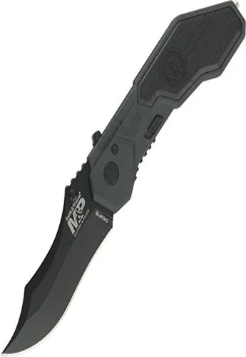Smith & Wesson M&P SWMP1B Cuchillo plegable asistido SS de alto carbono de 7.1 pulgadas con hoja de punta de clip de 2.9 pulgadas y mango de