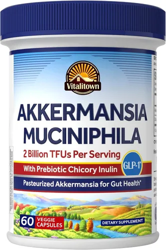 Vitalitown Akkermansia Probiotic GLP-1 con inulina de achicoria 2 mil millones de TFU Probióticos Akkermansia Muciniphila para hombres y mujeres