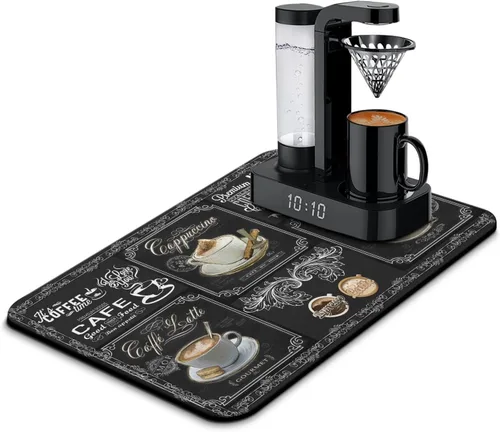 Vista 50 de Tapete de barra de café para encimeras 19inx12in, absorbente para ocultar las manchas, antideslizante, accesorios para bar de cafetería, cabe debajo