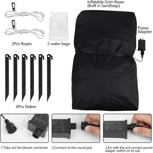 Vista 7 de Parca inflable de Halloween de 8 pies de longitud, decoraciones de Halloween al aire libre, patio inflable para Halloween, decoración de patio al