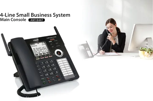 Vista 3 de VTech CM18445 - Consola principal - DECT 6.0 4 líneas expandible para pequeñas empresas, teléfono de oficina con sistema de contestador