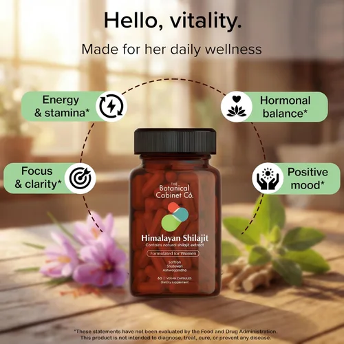 Vista 5 de Shilajit para mujeres, 800 mg con 70% de ácido fúlvico, extracto natural, probado en laboratorio, con shatavari y azafrán, sin conservantes