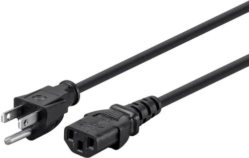 Vista 11 de Monoprice Cable de alimentación NEMA 5-15P a IEC 60320 C13, 18AWG, 10A/1250W, 125V, 3 clavijas, 1 pie, negro, paquete de 6