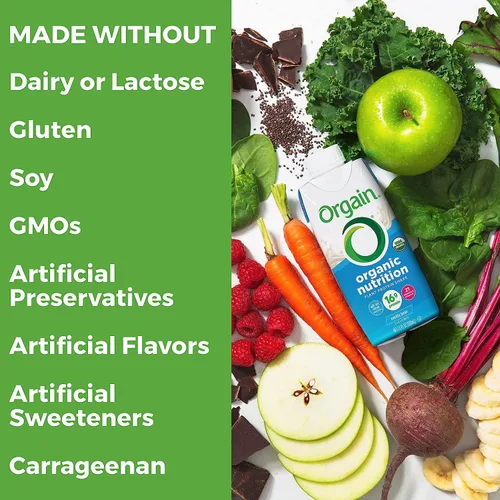 Vista 4 de Orgain Batido nutricional orgánico vegano a base de plantas, vainilla + chocolate suave, el embalaje puede variar, 11 onzas líquidas (paquete de 4)
