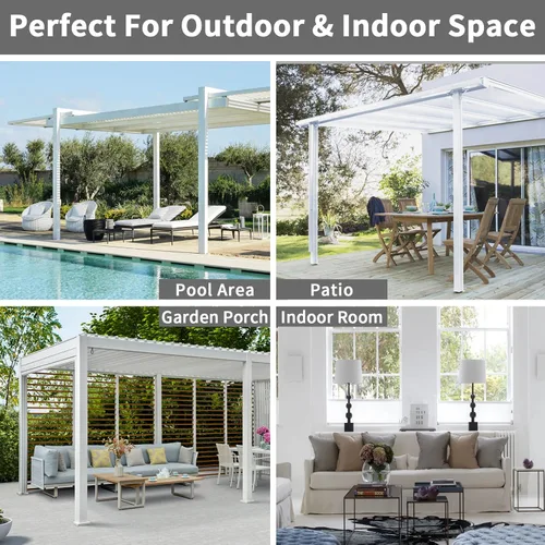 Vista 6 de Easy-Going - Cortinas para exterior con aspecto de lino impermeables y a prueba de viento para porche, cortinas suaves y gruesas de privacidad