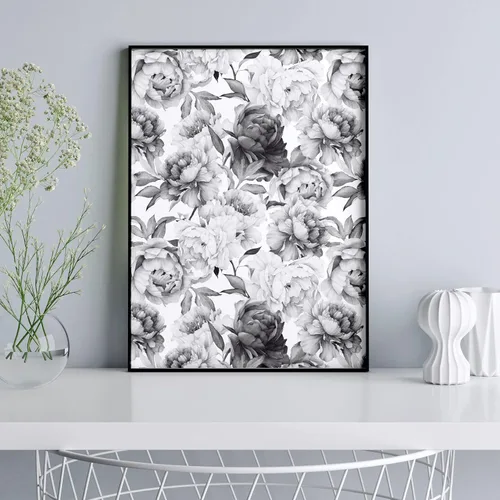 Vista 8 de Blooming Wall PS040 - Papel tapiz autoadhesivo para despegar y pegar, con peonía fresca, color blanco y rosa Rosado/Blanco