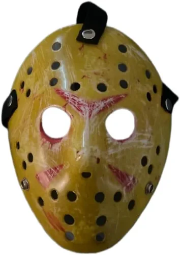 Vista 2 de WLPARTY Máscara de disfraz para Halloween, accesorios de terror, cosplay (tamaño adulto, amarillo)