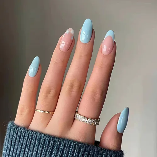 Vista 9 de 24 uñas postizas a presión, uñas postizas de punta francesa, uñas acrílicas de cobertura completa para mujeres, salón de uñas, arte de bricolaje