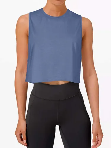 Vista 3 de LASLULU Camisetas cortas de entrenamiento holgadas sin mangas recortadas musculares espalda abierta ropa de ejercicio para mujer