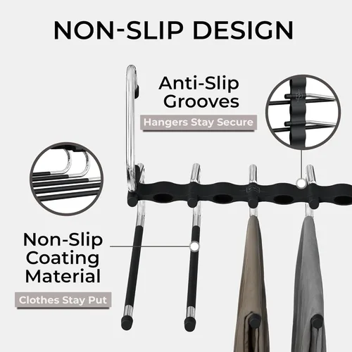 Vista 5 de MORALVE - Colgadores para pantalones que ahorran espacio - Juego de 2 - Colgadores antideslizantes de múltiples capas que ahorran espacio - Estante