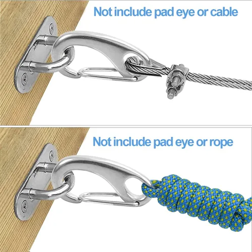 Vista 5 de Abimars Conector de cuerda resistente de 4 pulgadas, gancho a presión de resorte, ganchos grandes de acero inoxidable 316, capacidad de carga